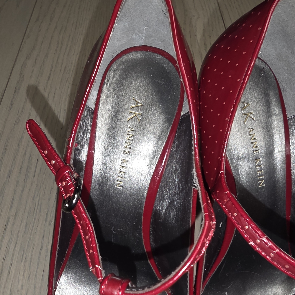 Anne Klein Red Patent T-Strap Pumps - Picture 3 of 5